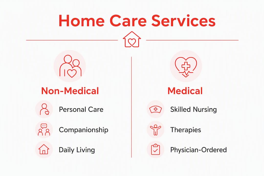 Infographic comparing non-medical and medical home care services