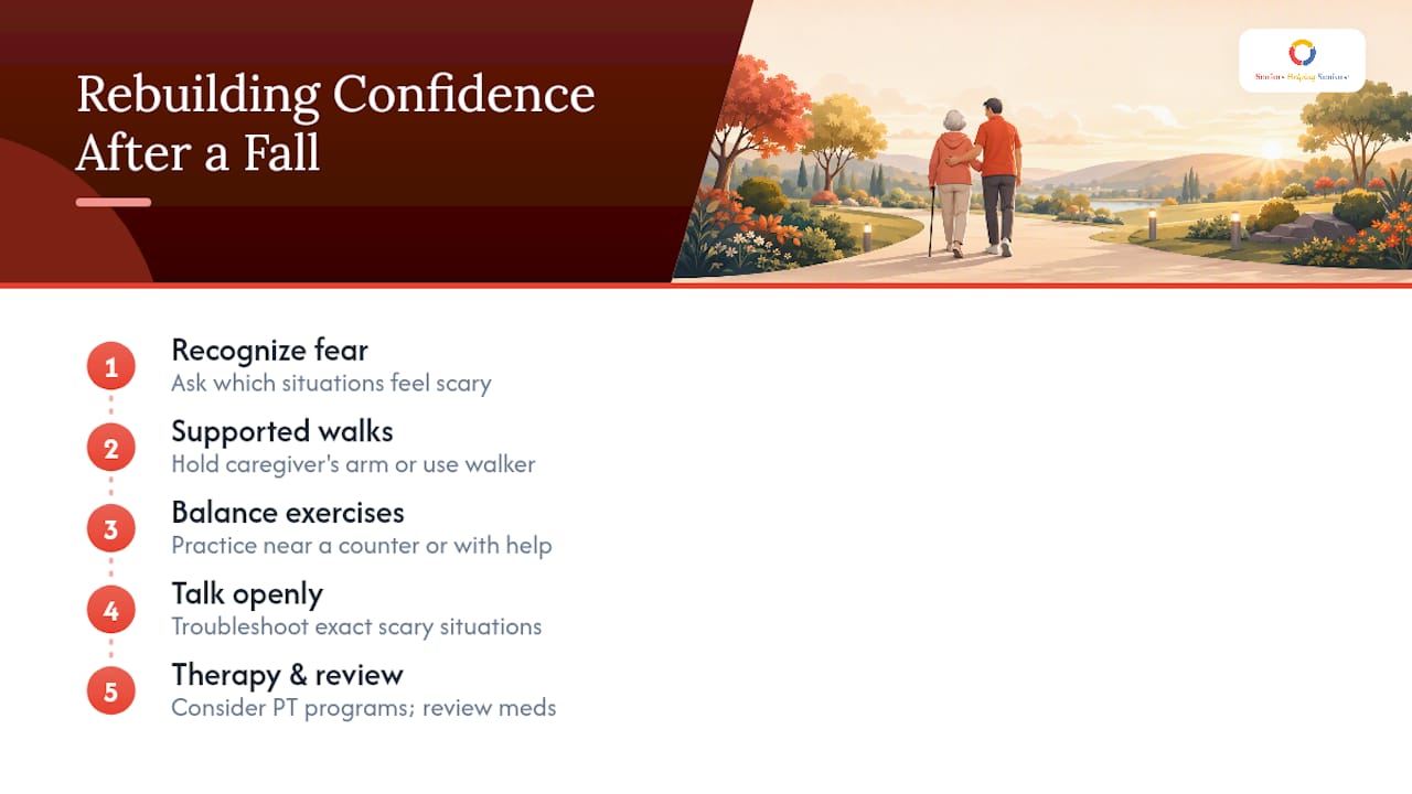 The Fear After a Fall: Rebuilding Confidence — overview diagram