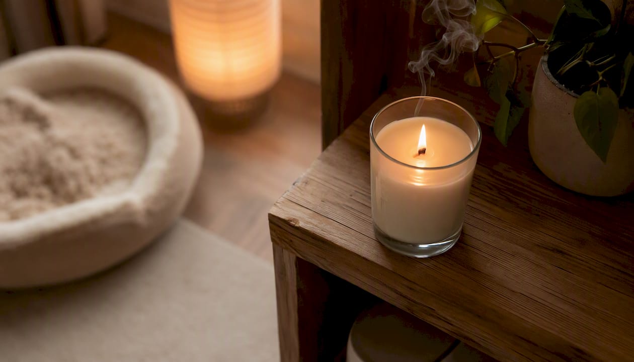 Clean burning wooden wick candle safe environment