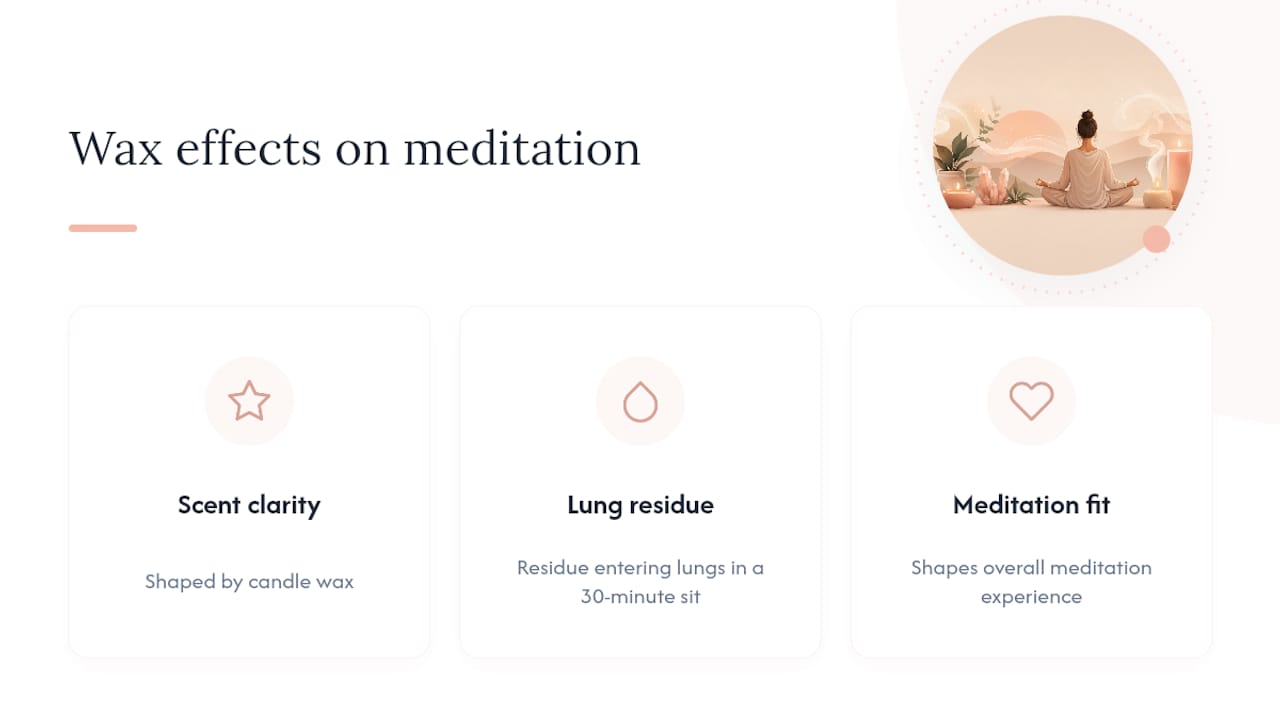 Diagram showing wax types and wick impact on meditation candles