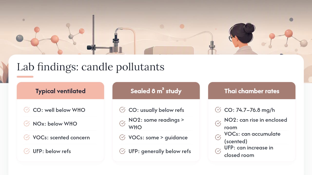 Diagram of candle emissions compared to air quality guidelines
