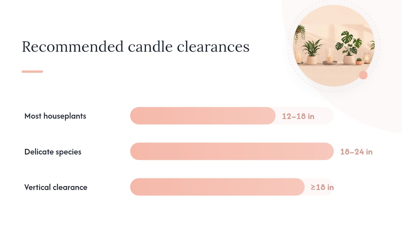 Chart of safe candle distances and burn times by plant sensitivity