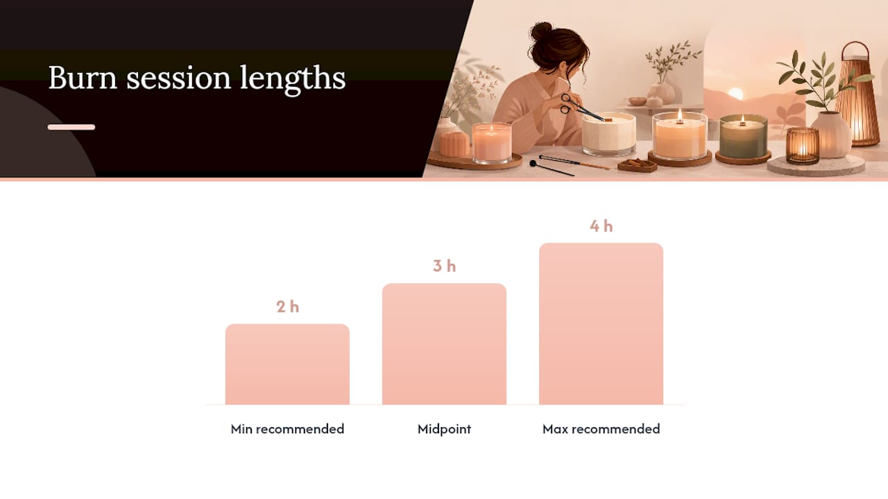 Diagram showing candle burn times and glass heat effects