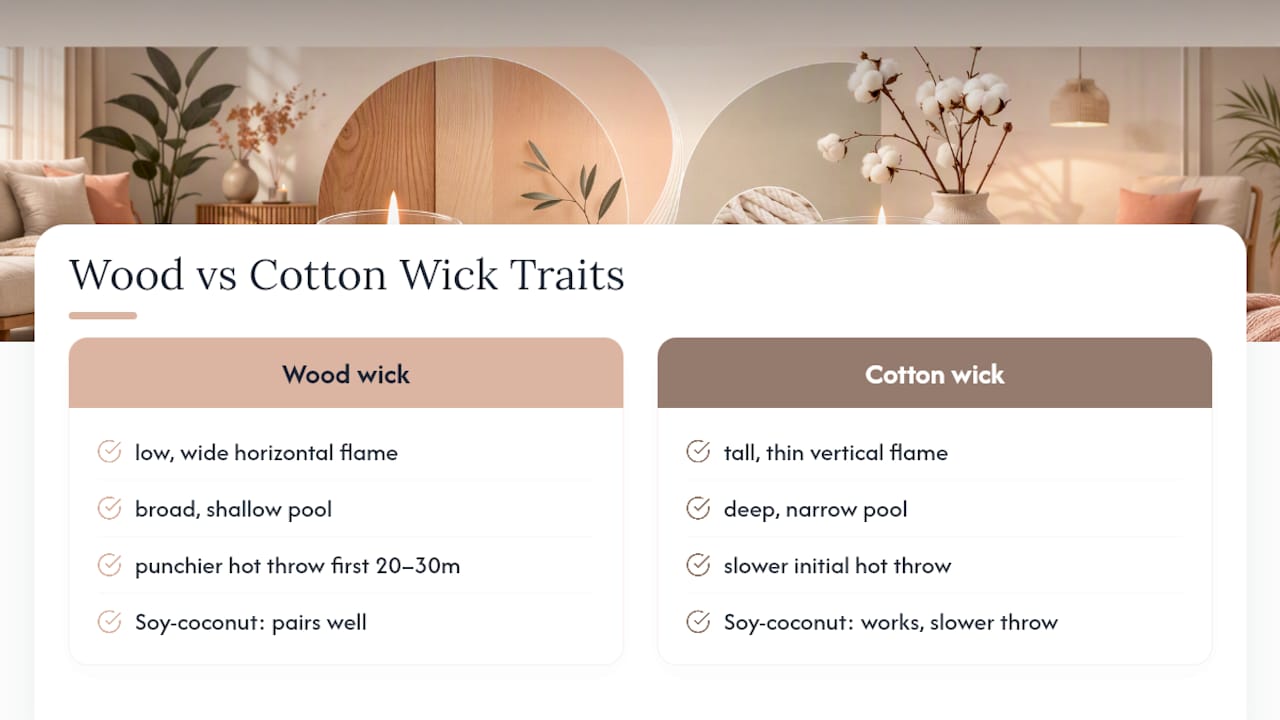 Wood and cotton wick performance comparison