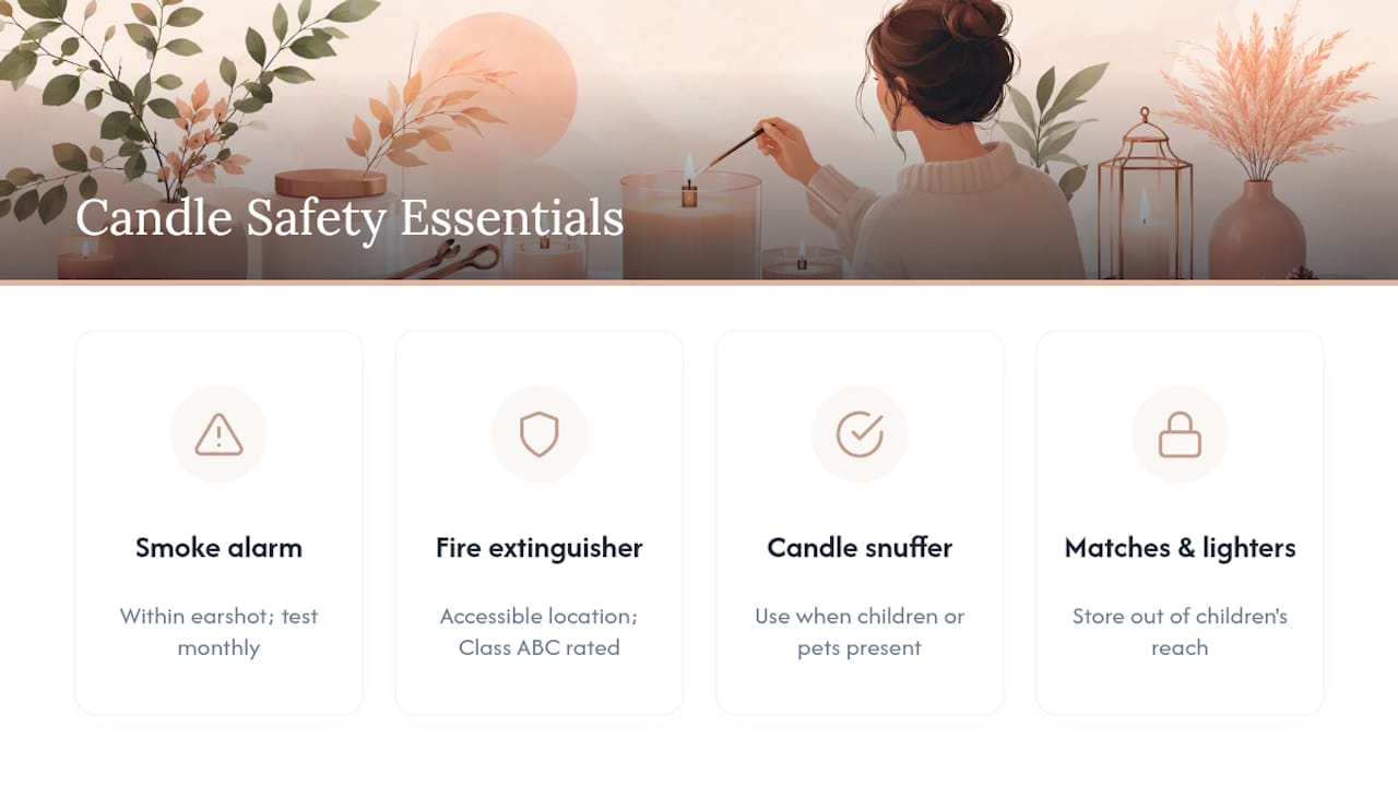 Candle fire safety equipment and placement