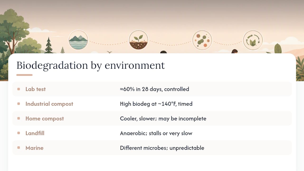 What Biodegradable Packaging Actually Is (And Why the Term Gets Slippery) — overview diagram