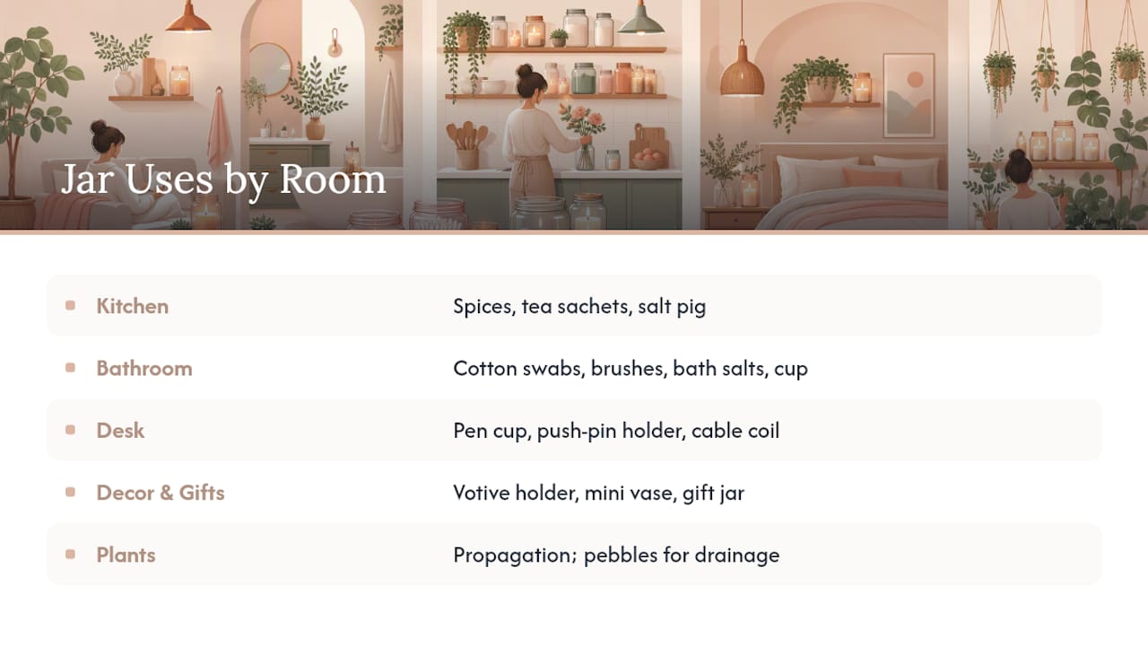 Room by room empty jar reuse ideas