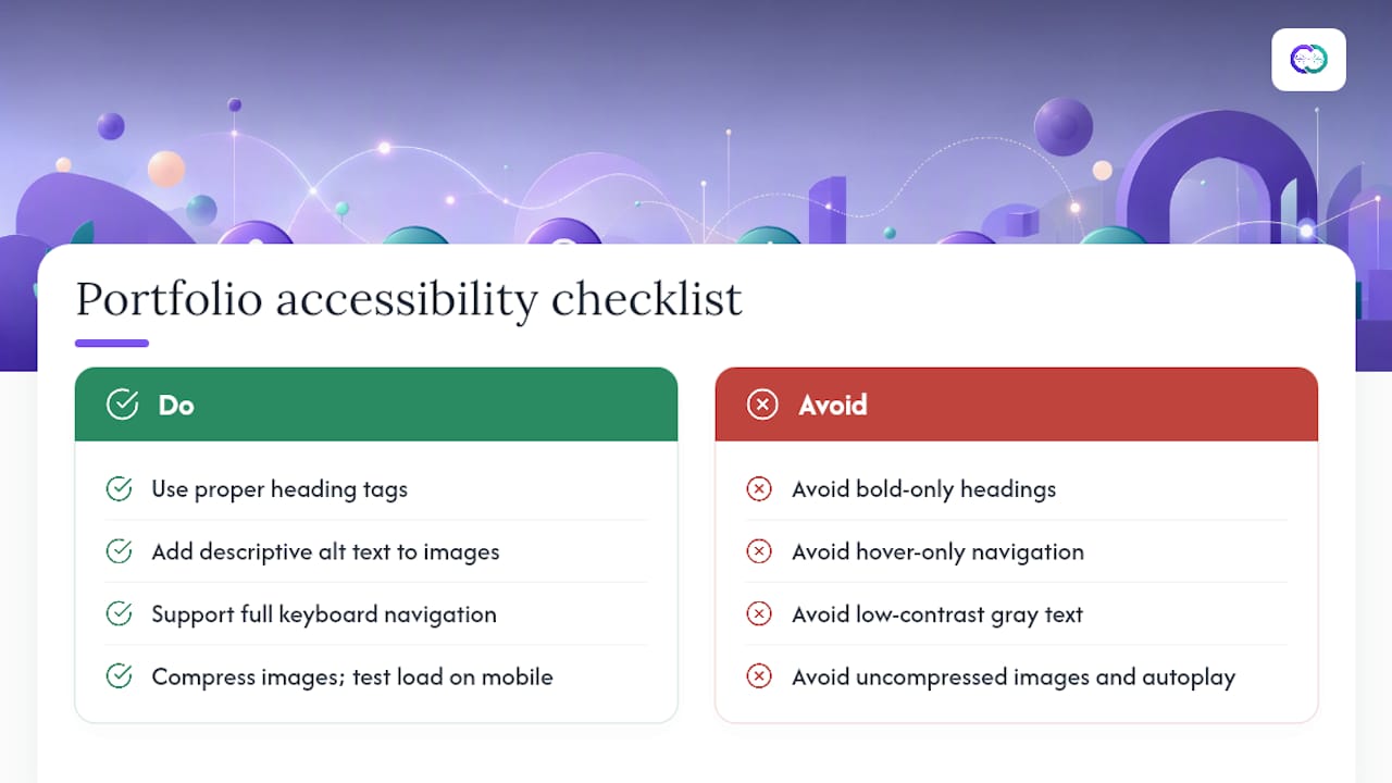 Diagram of digital portfolio accessibility best practices