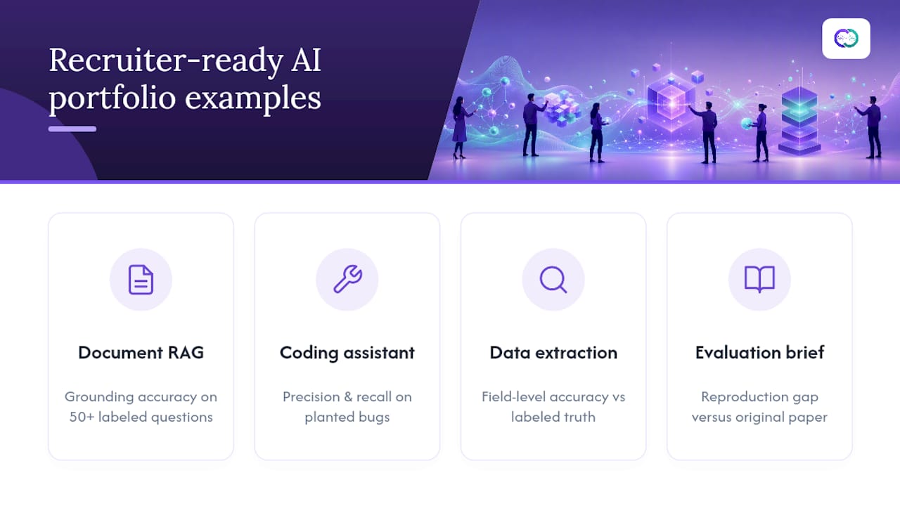 Diagram summarizing ten AI portfolio project types