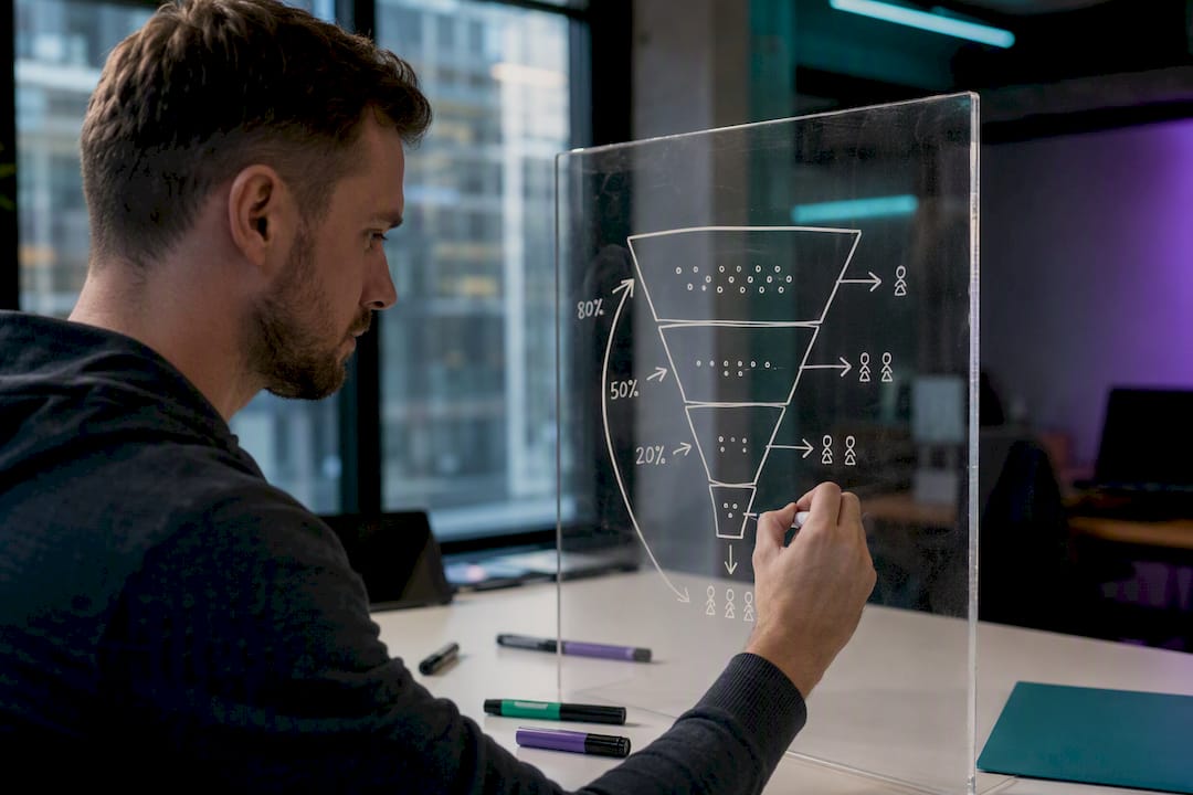 Hand drawing analytics funnel chart
