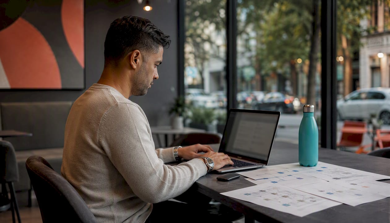 IT specialist hands configuring AI scheduling system