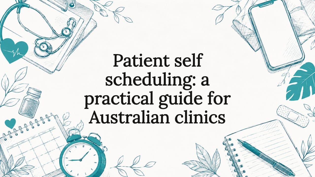 Decorative title card illustration for patient self scheduling article