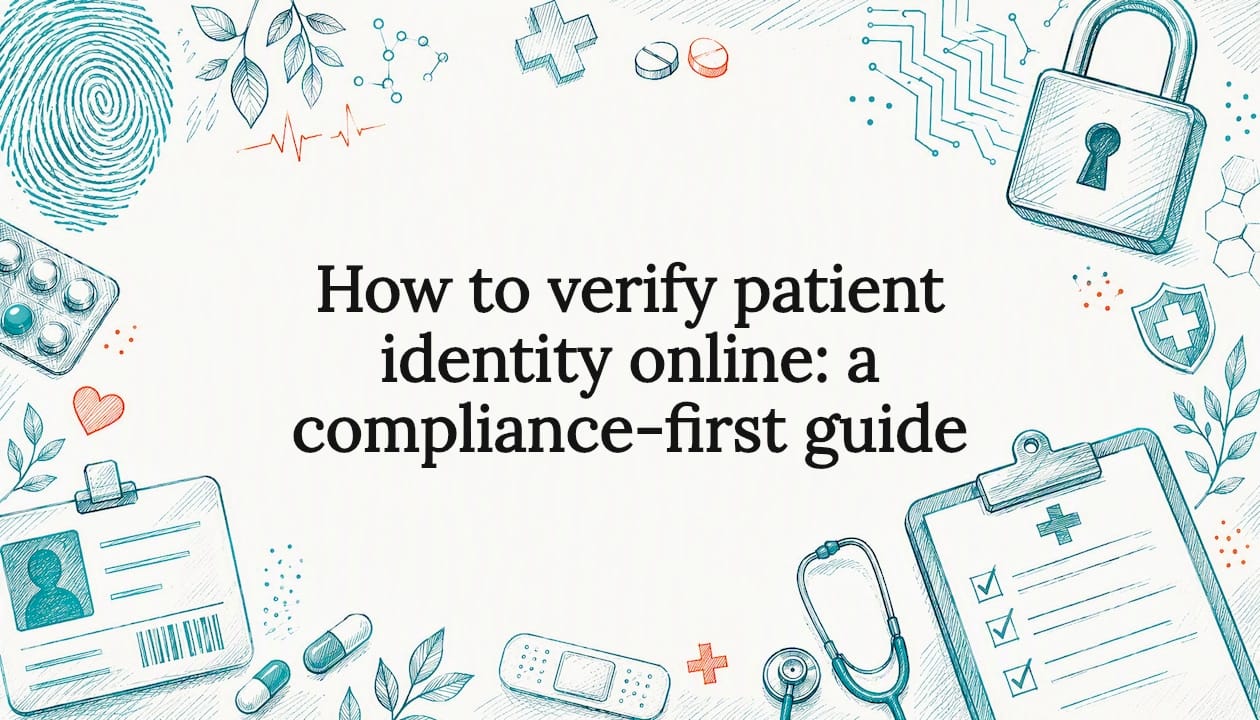 Decorative healthcare identity verification title card illustration