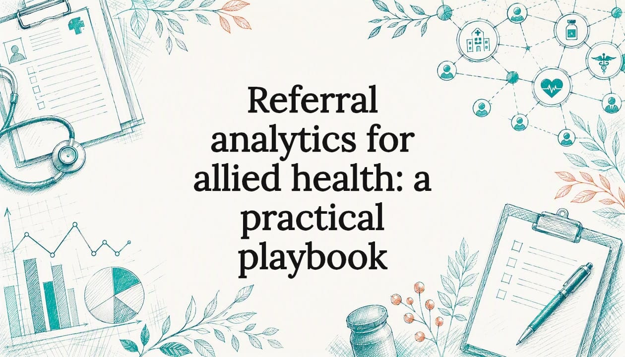 Decorative title card illustration for referral analytics article