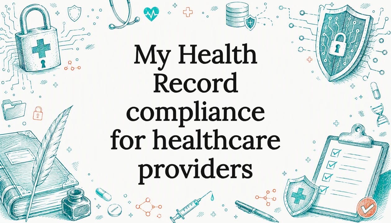 Decorative title card illustration for healthcare compliance