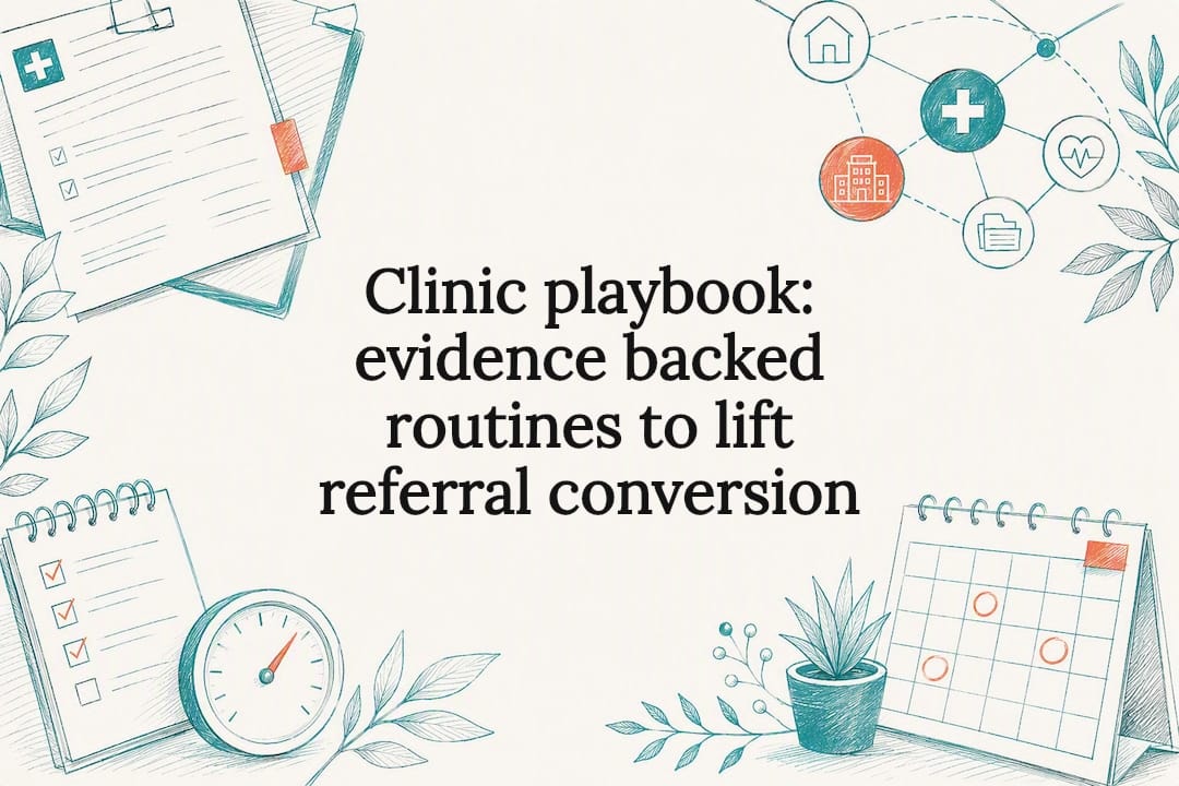 Decorative referral conversion title card illustration