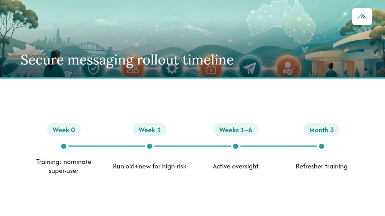 Secure messaging training and oversight timeline