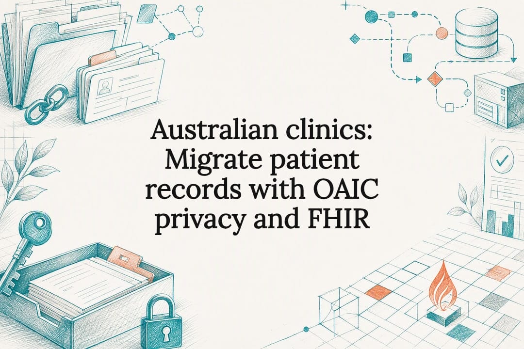 Decorative health records migration title card