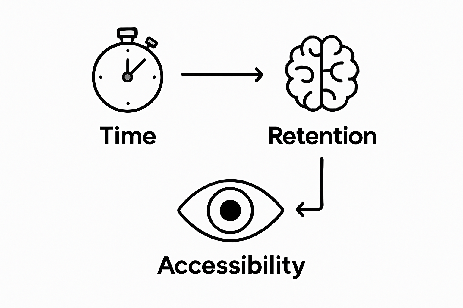 Infographic showing time, retention, and accessibility benefits of video summaries