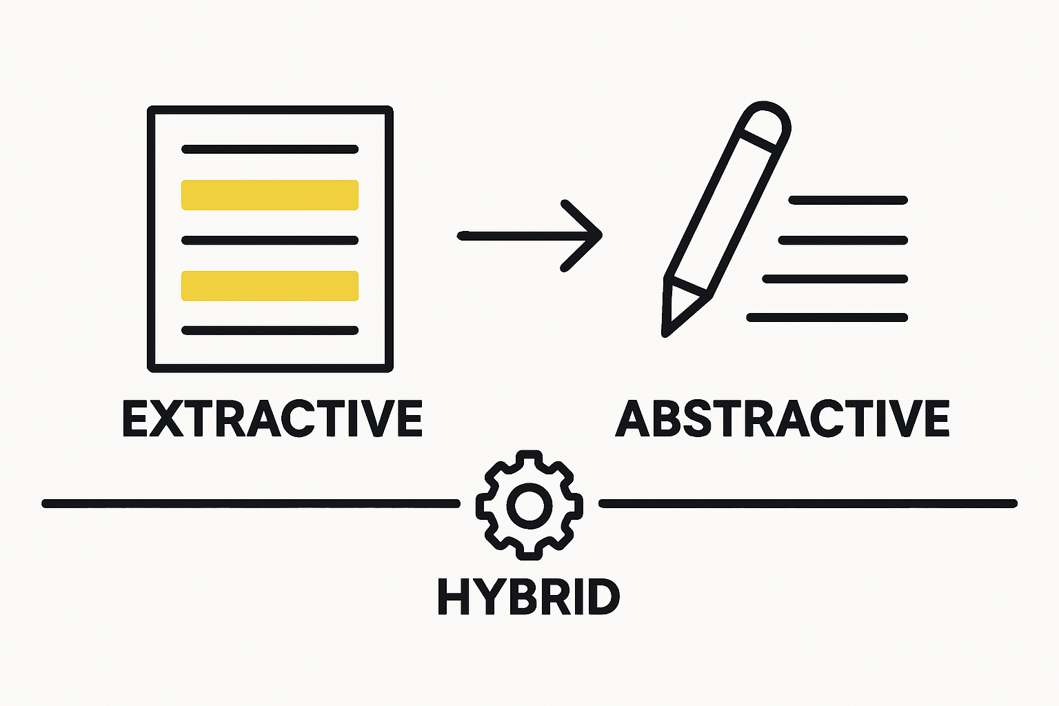 Infographic comparing extractive and abstractive summarization