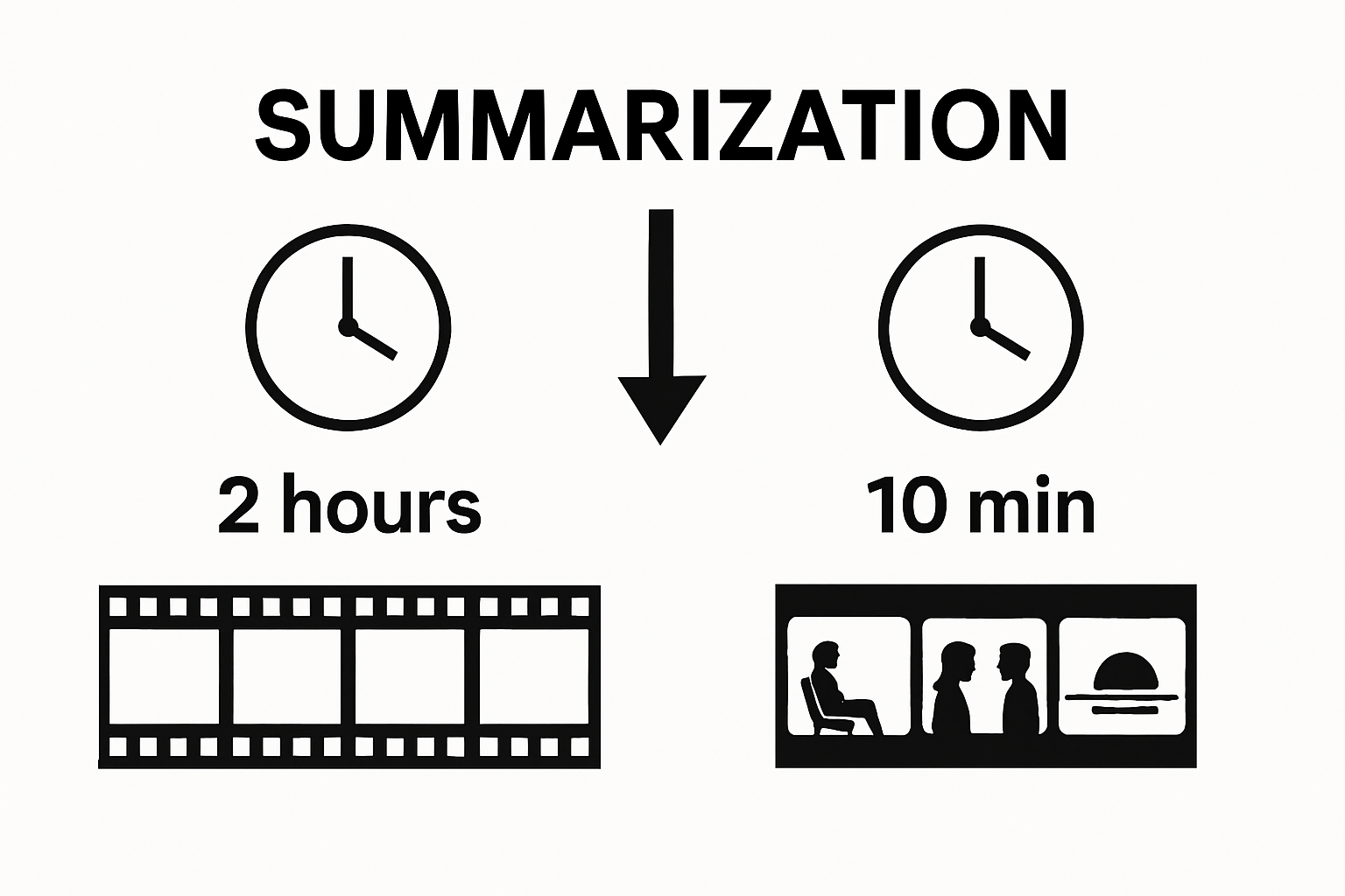 Infographic comparing full video duration versus summarized version