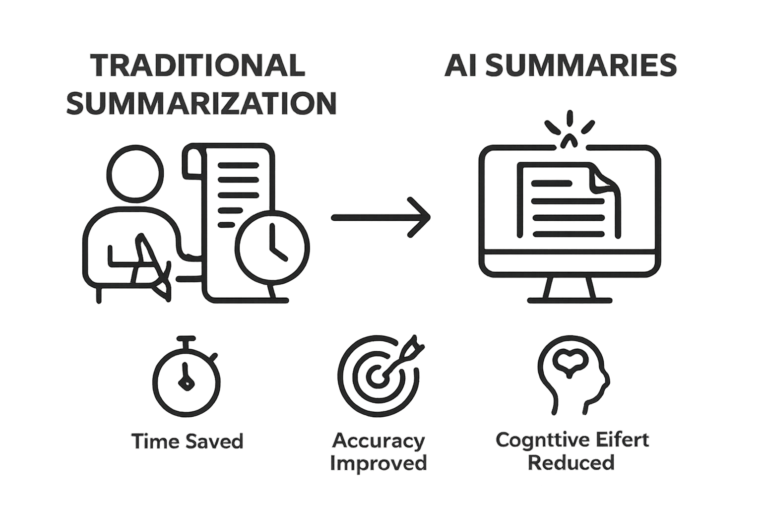 Infographic comparing traditional vs AI summaries
