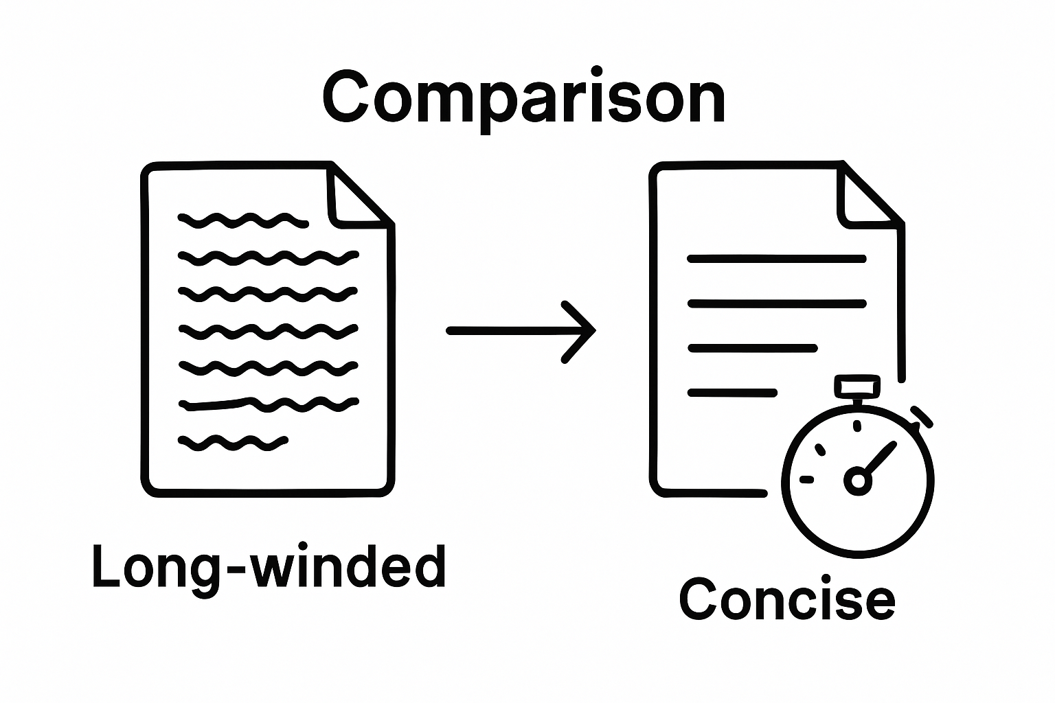 Infographic comparing lengthy information vs. concise summary benefits