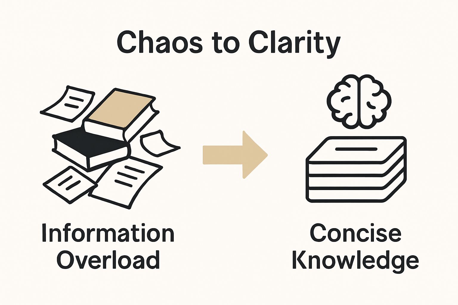 Infographic comparing information overload to concise summaries