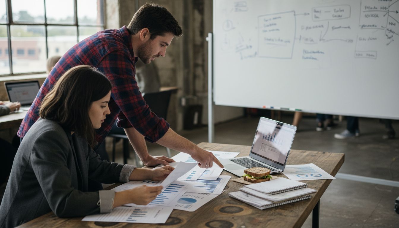 Team discussing AI workflow over documents