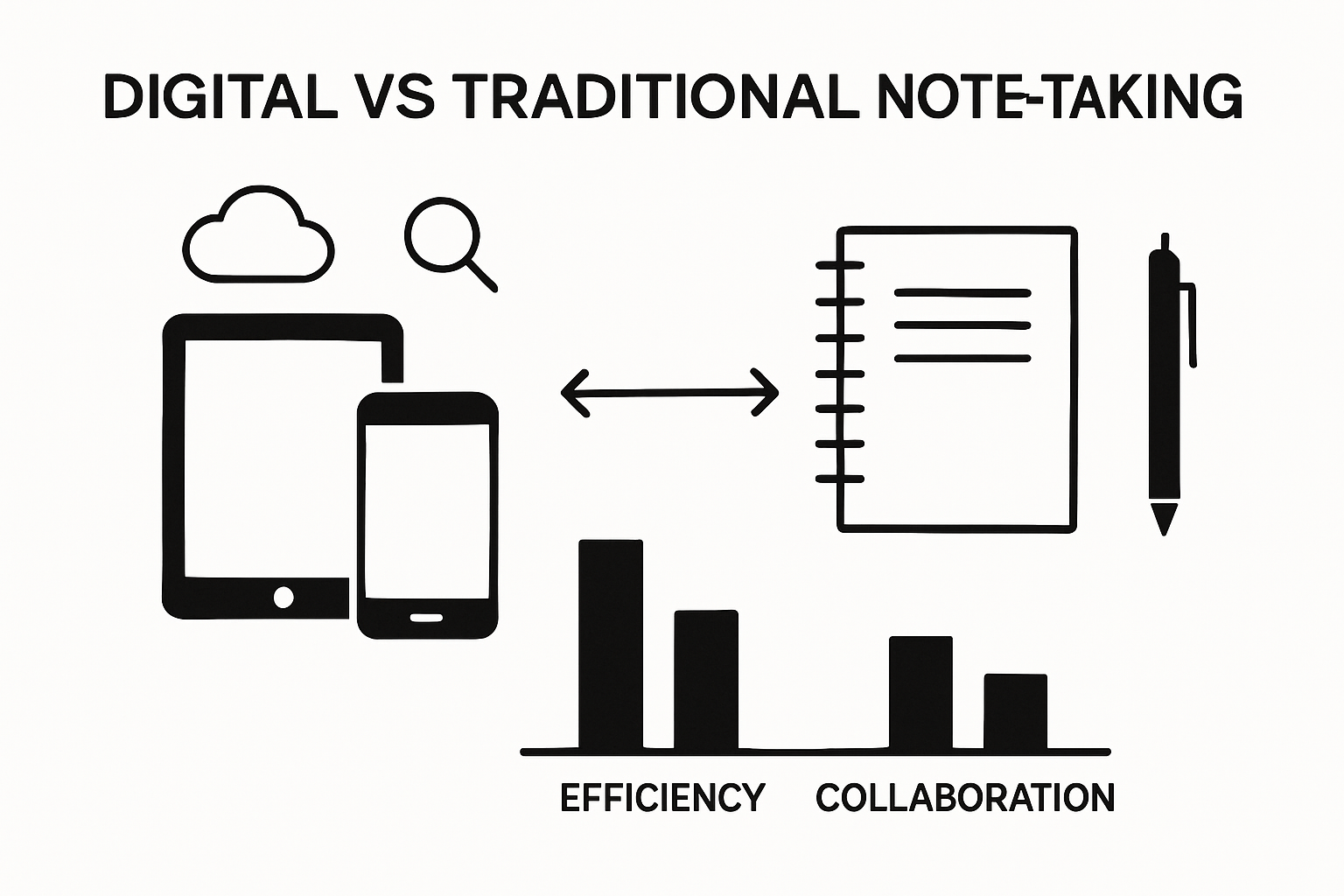 Infographic comparing digital and traditional notes
