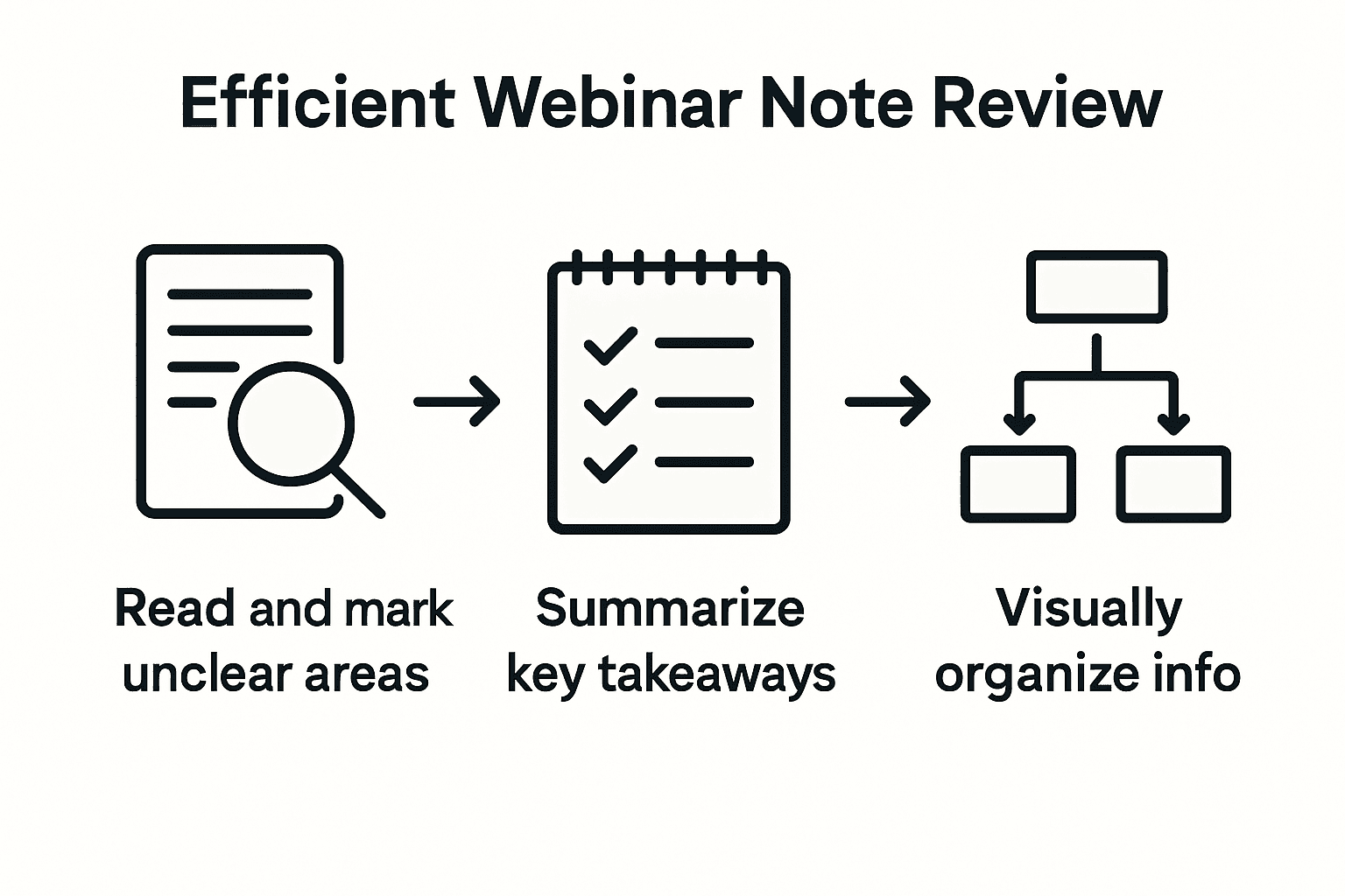 Infographic showing webinar note review steps