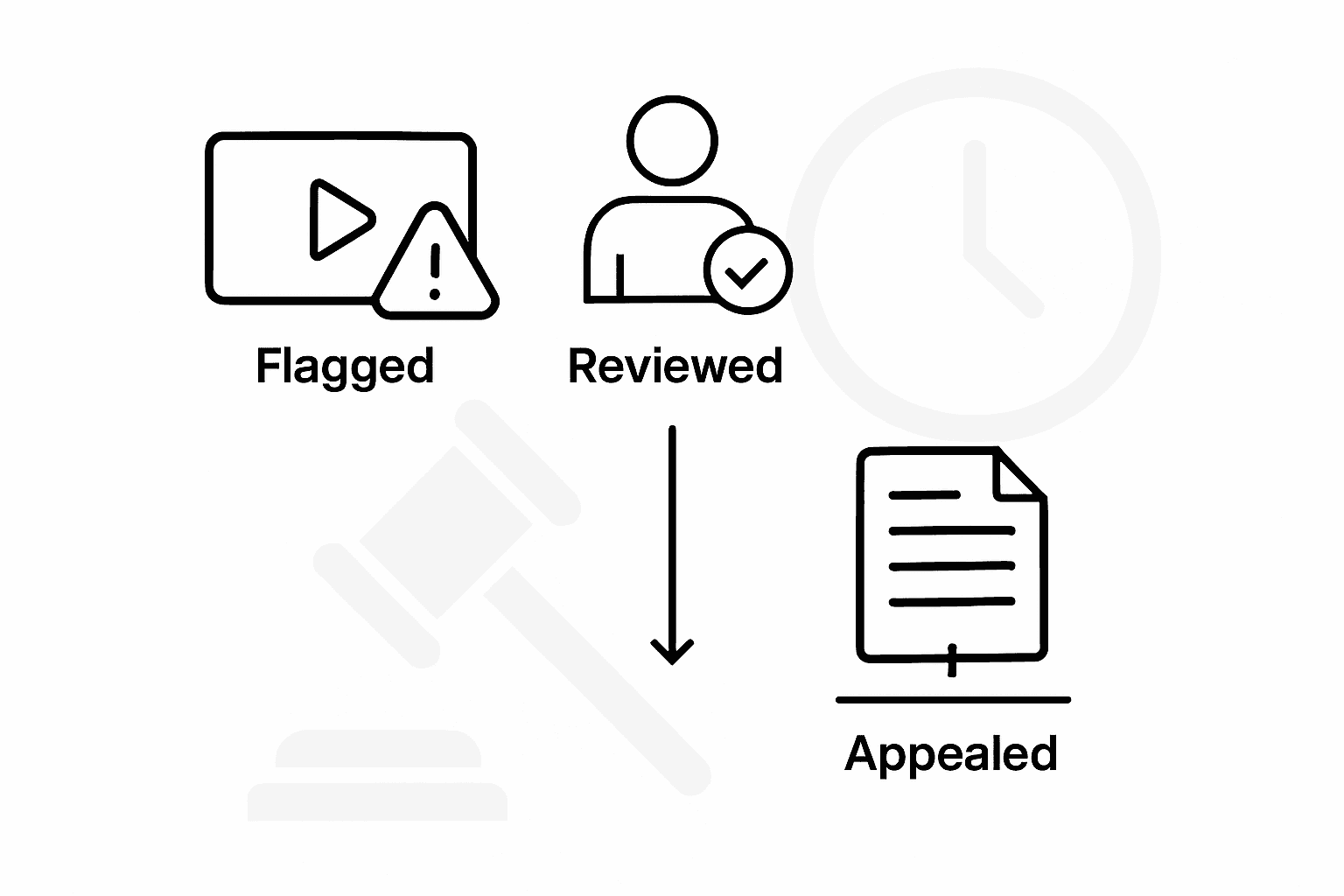 YouTube strikes and appeal process infographic