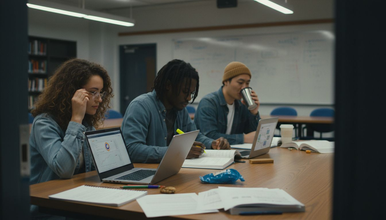 Small group using AI tools in classroom
