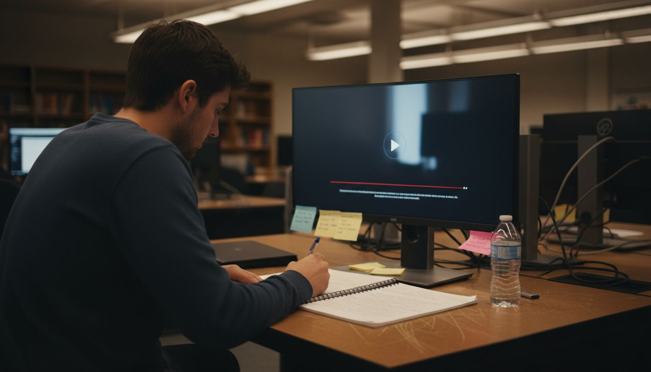 Student using AI platform for video summaries