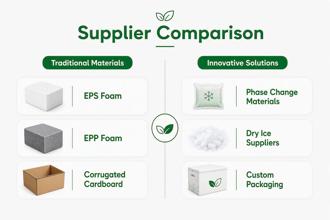 Infographic comparing frozen packaging supplier types