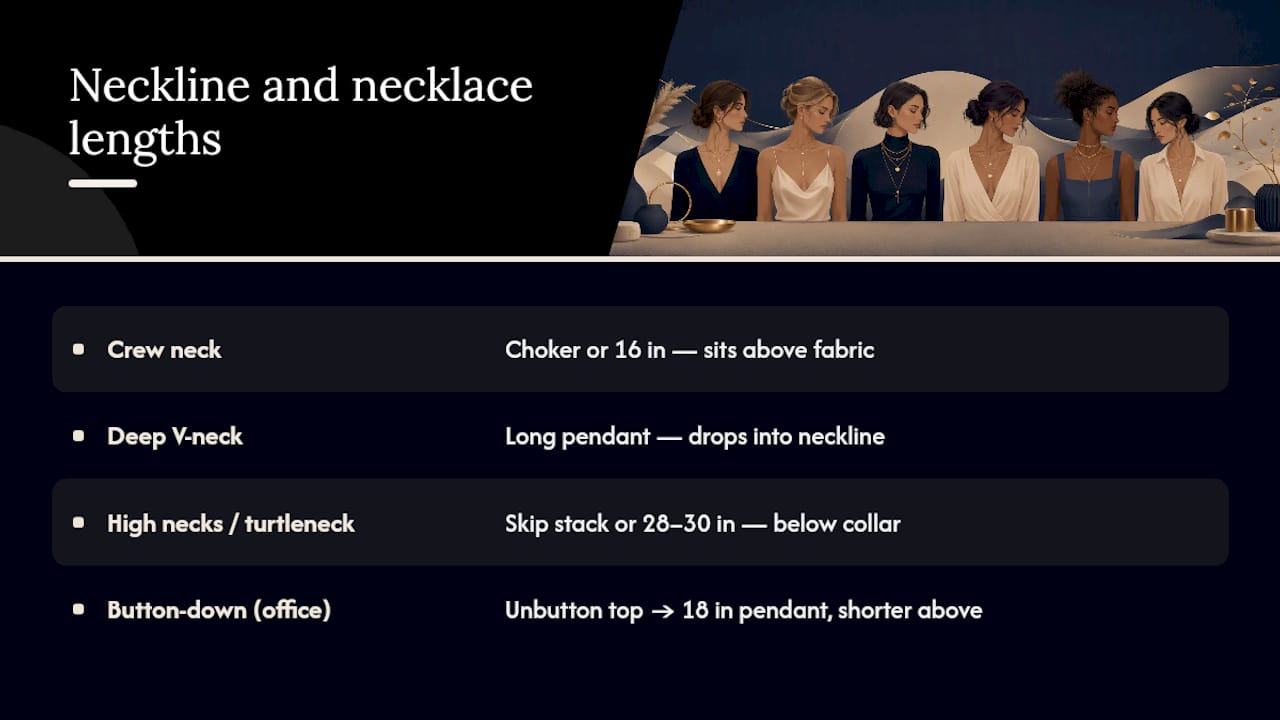 Necklace length and neckline matching diagram