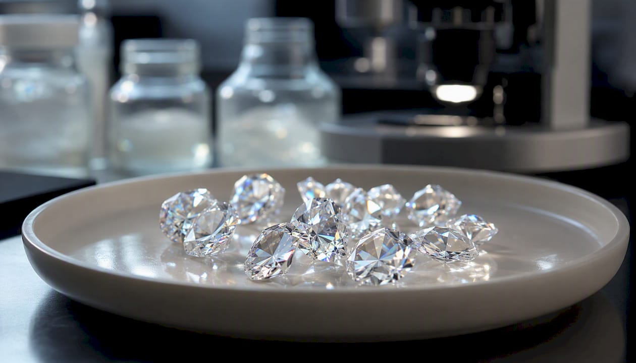 Piedras de circonita cúbica talladas en laboratorio