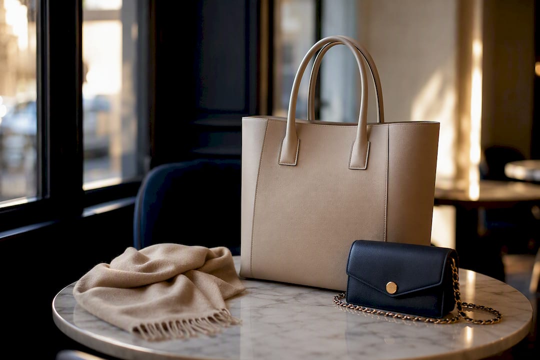 Structured leather tote styled for day and evening use