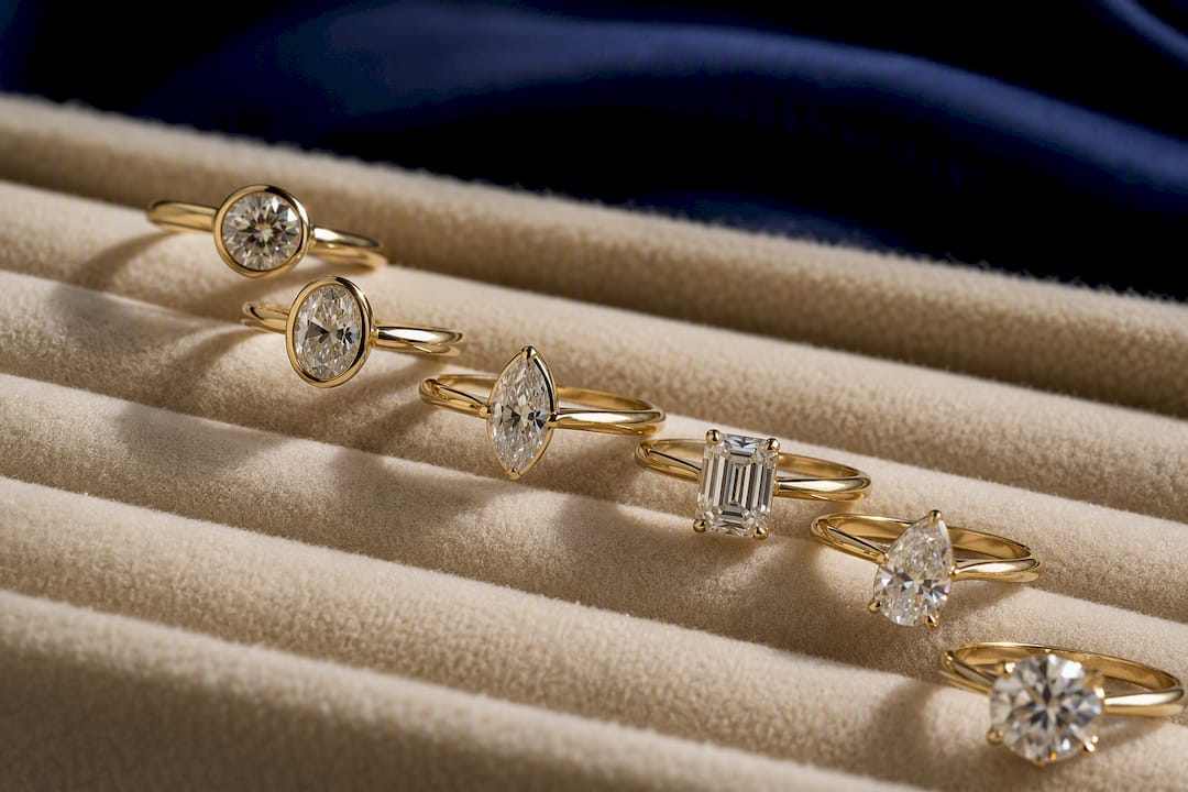 Close-up of protective ring settings