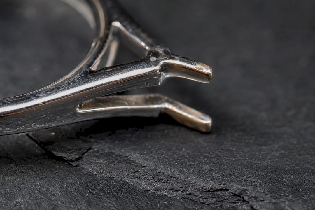 Worn rhodium plating at jewelry contact points