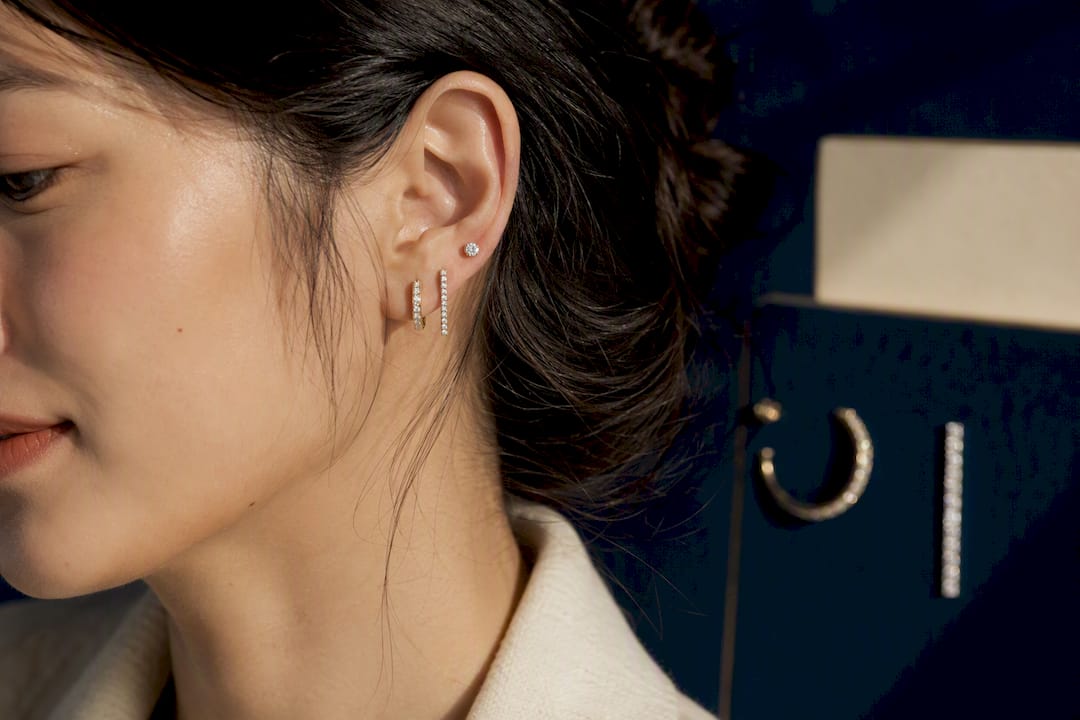 Small studs hoops and drop earring details