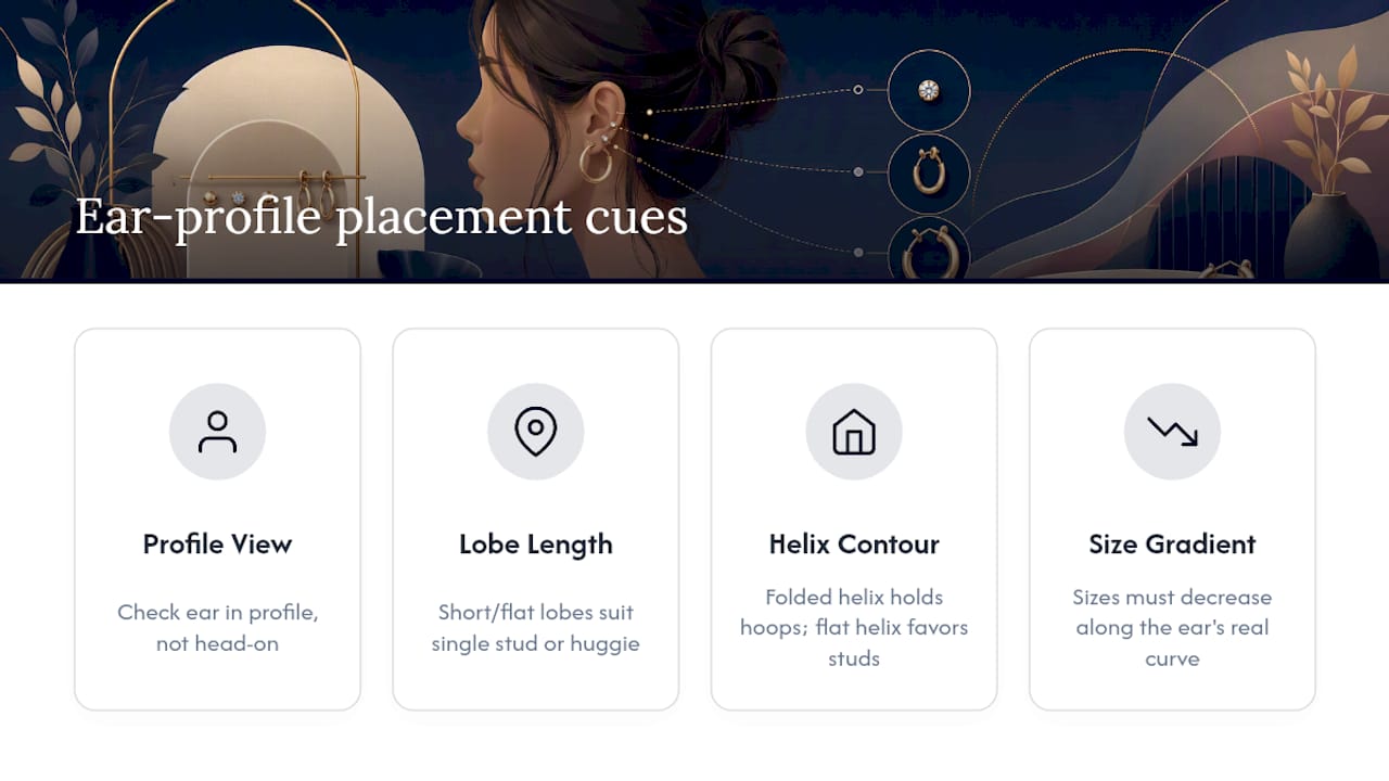 Ear profile guide for earring placement