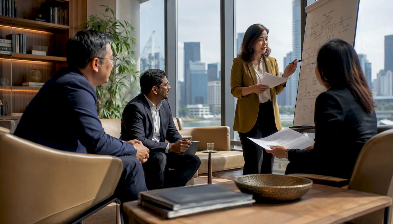 Family board meeting in Singapore office