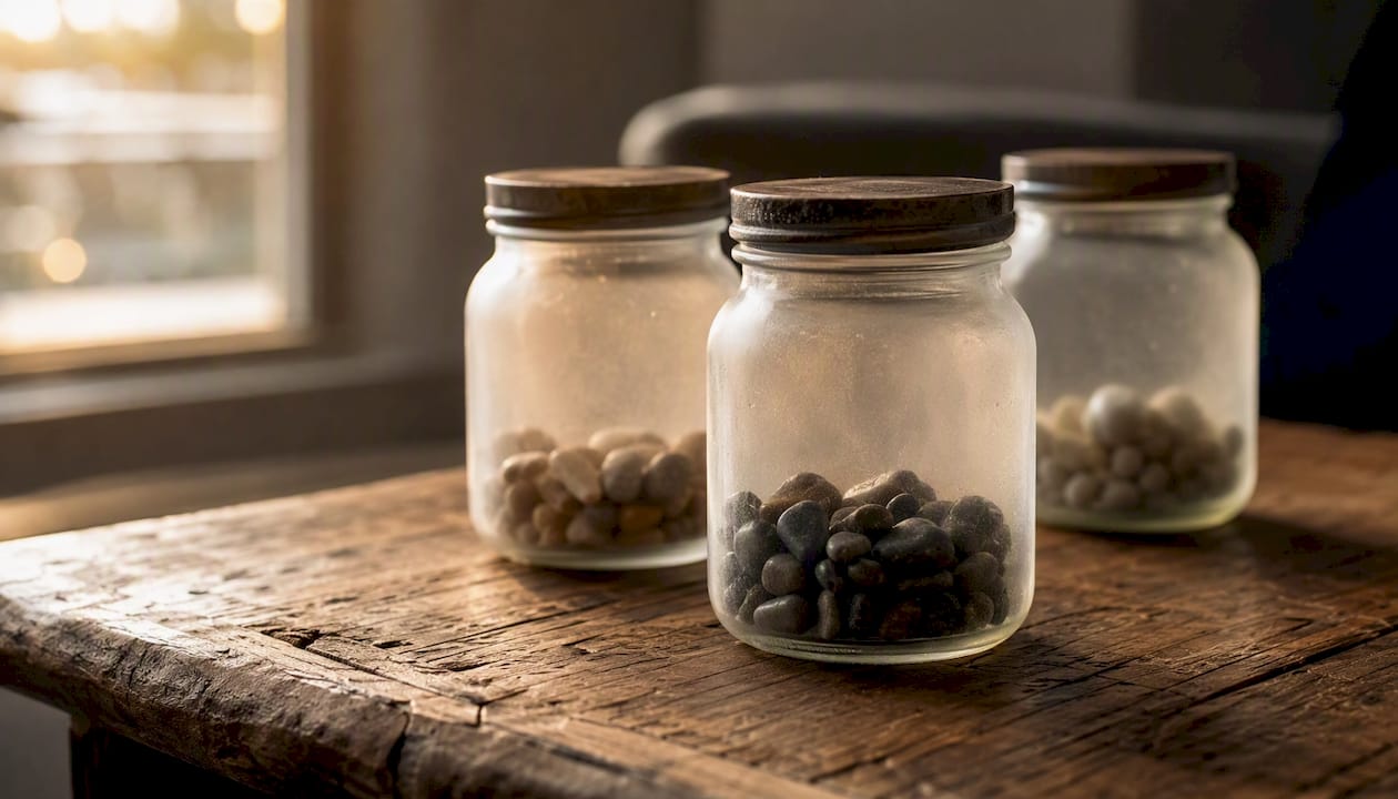 Three glass jars symbolizing different account types