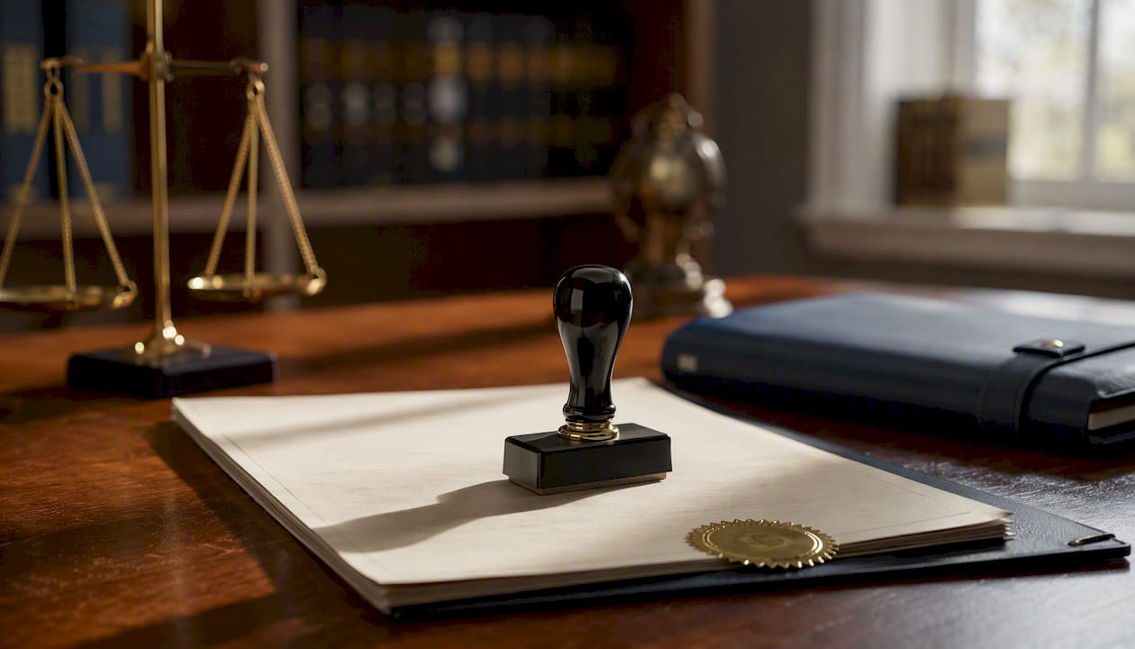 Rubber stamp on property transfer document