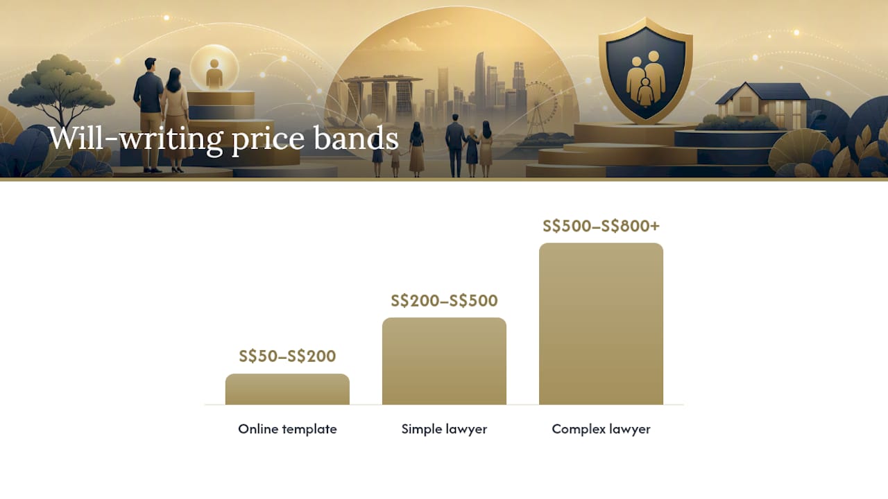 Comparison chart of will writing price bands and suitability