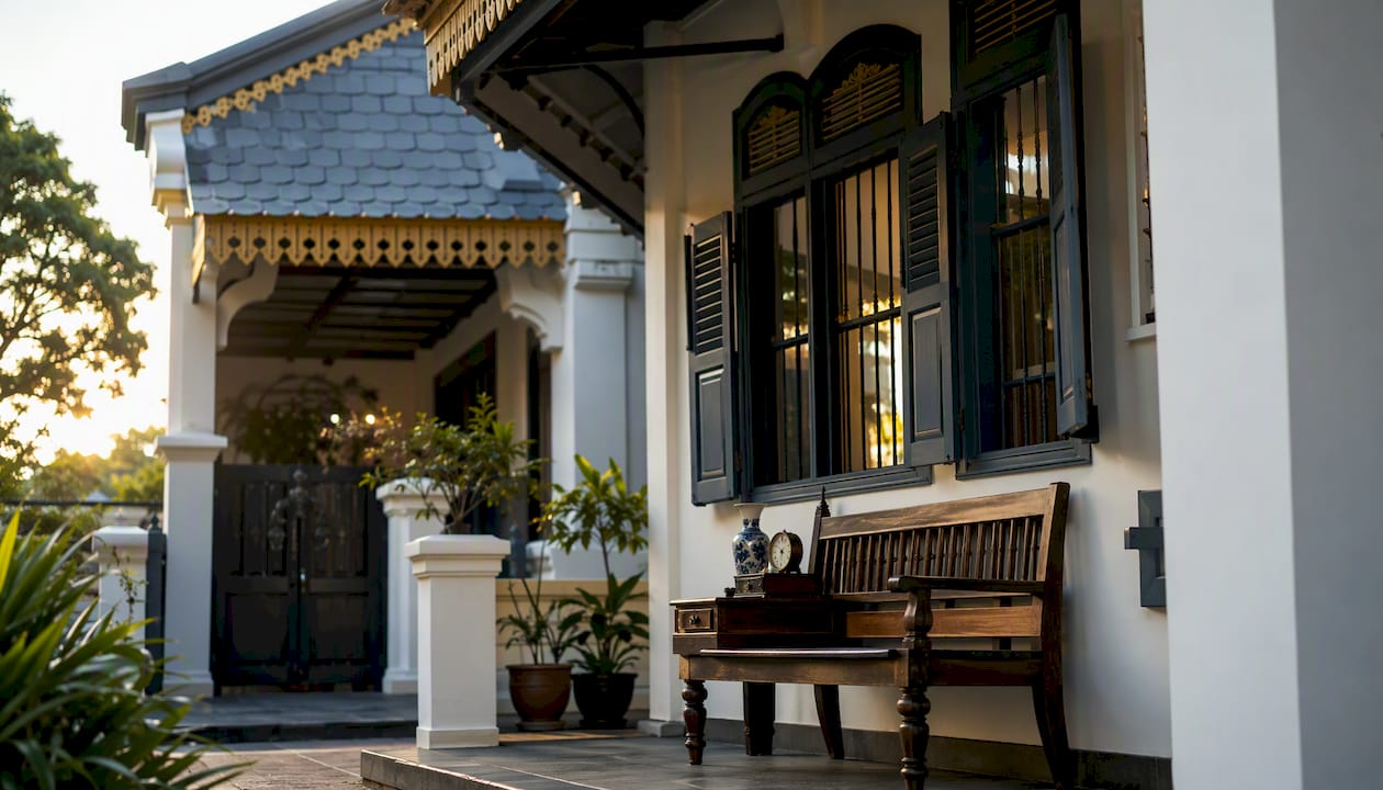 Singapore home entrance with traditional heirlooms