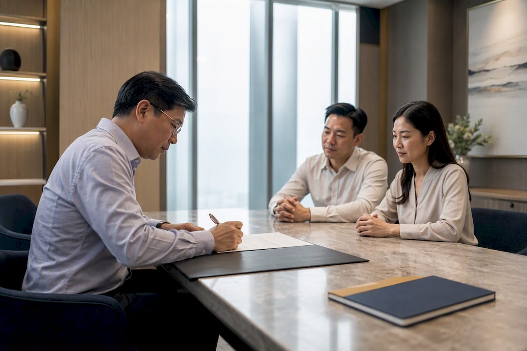 Testator signing document with two witnesses
