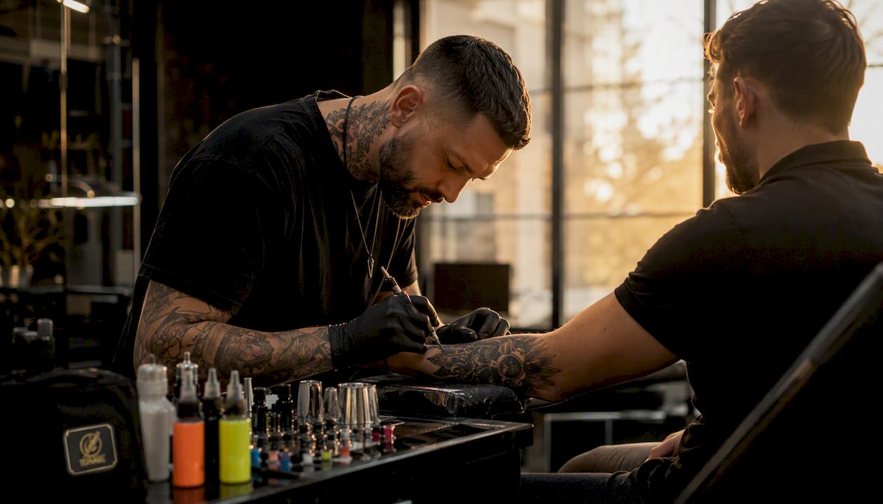 Tattoo artist planning a subtle touch-up