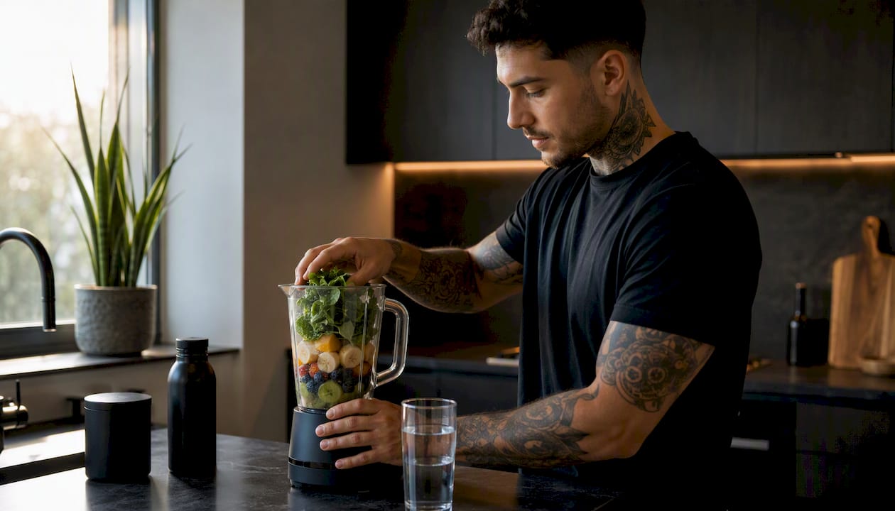 Person eating healthy meal before tattoo session